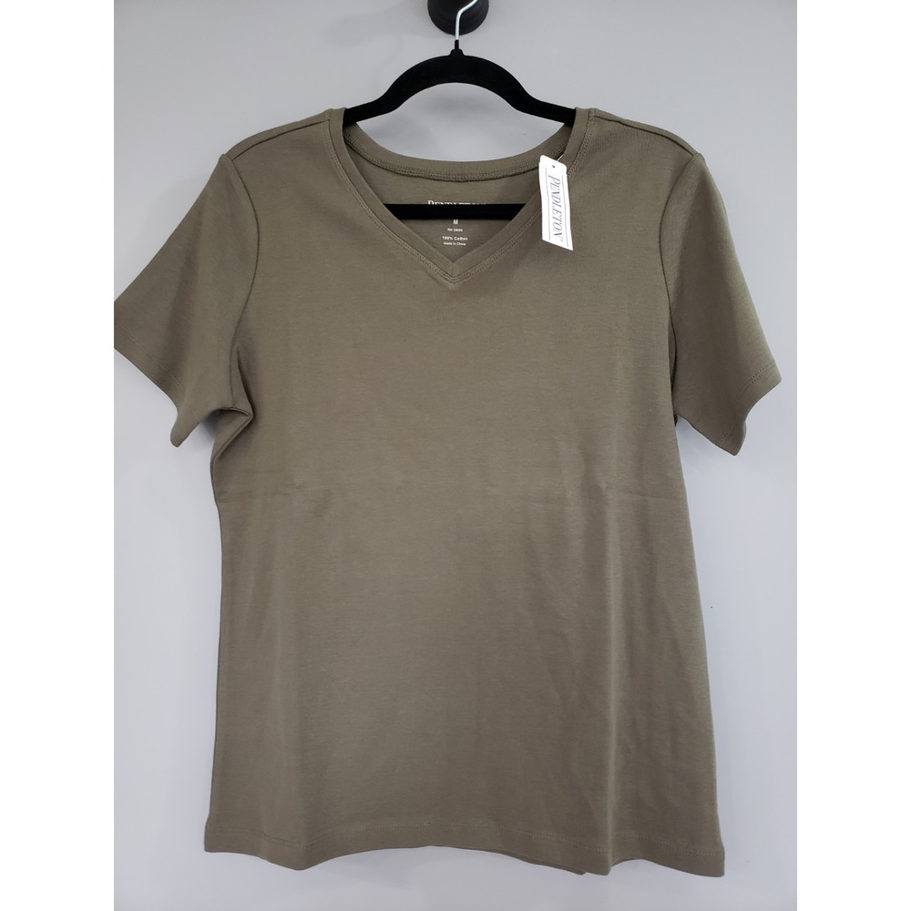 NEW VNECK MEDIUM Pendleton Women's 100% COTTON‎ Short Sleeve Tshirt SOLID